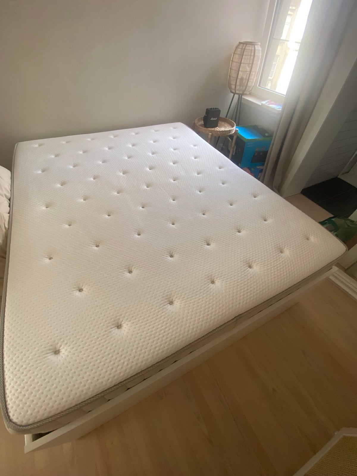 BRIMNES bed met VATNESTROM matras, Ophalen, Tweepersoons, Zo goed als nieuw, Matras