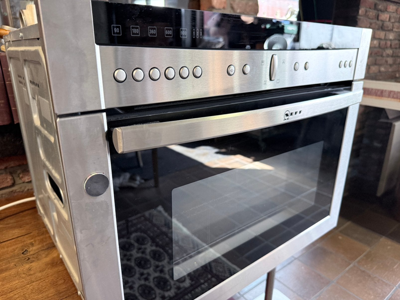 Neff combi microwave 45cm hoog Inox, Encastré, Utilisé, Four à micro-ondes combiné, Gril