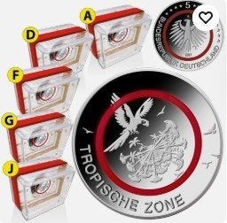 Coffret 5 euros Tropical Zone, Enlèvement ou Envoi, Allemagne, 5 euros, Série