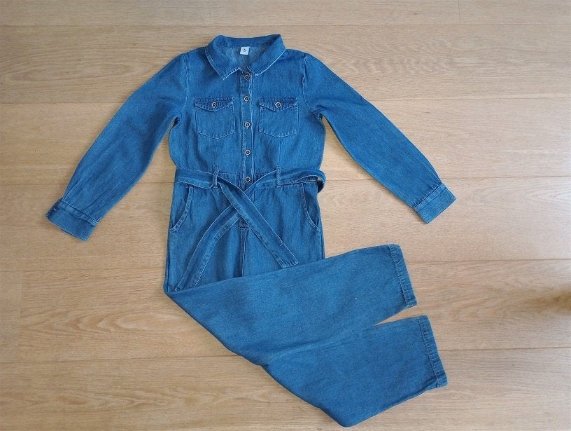 TU - combi-pantalon en jean fille - taille 134 (9 ans), Enfants & Bébés, Enlèvement, Utilisé, Fille, Pantalon