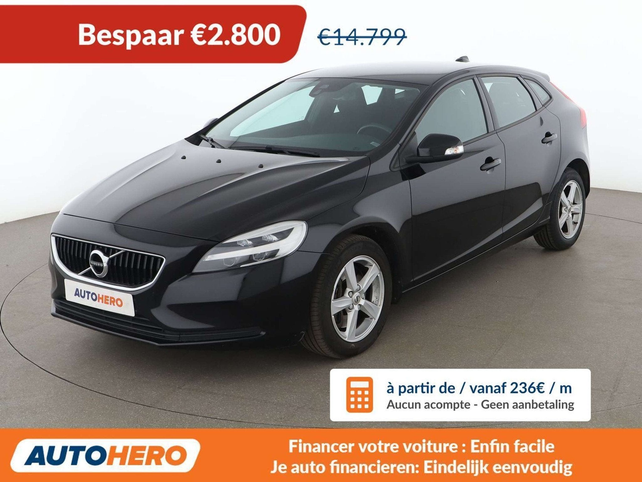 Volvo V40 1.5 Kinetic (bj 2018, automaat), Auto's, Volvo, Automatische klimaatregeling, Zwart, 5 deurs, V40