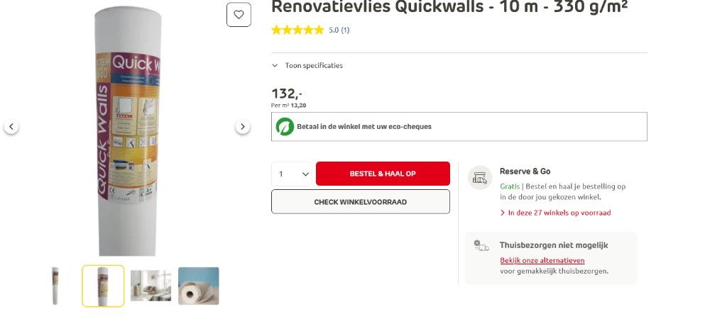 Papier peint polaire Quickwalls Xtrem 330, Maison & Meubles, Uni, 25 à 50 m², Autres styles, Autres marques