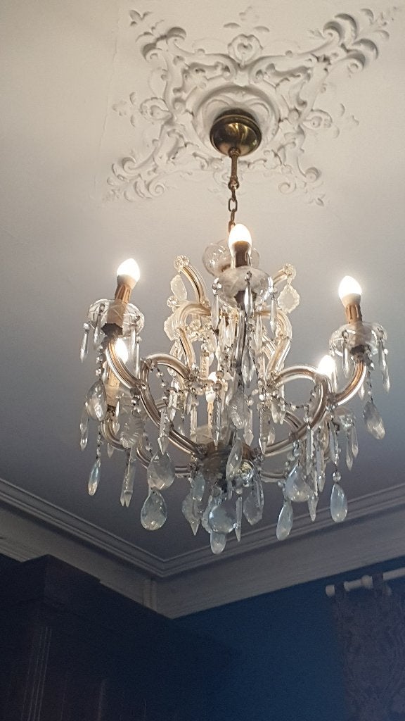 Vintage kroonlusters, Huis en Inrichting, Lampen | Kroonluchters, Ophalen, Gebruikt, Glas, Vintage