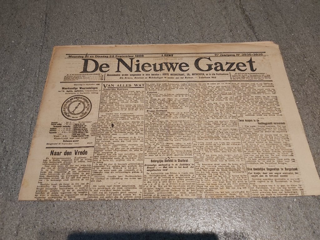 Krant Dagblad Antwerpen Nieuwe Gazet Anvers Handelsblad, Verzenden, 1920 tot 1940, Krant