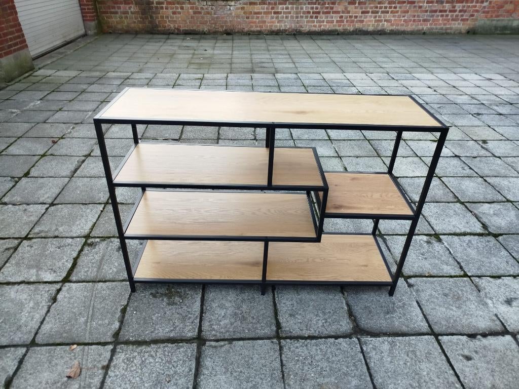 Étagère de style moderne/industriel bois et métal, Ophalen, 100 tot 150 cm, Metaal, Post industriel