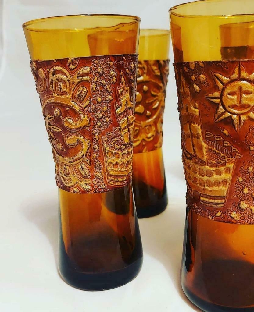 Sangriaglas 6 stuks amber glas, Verzamelen, Glas en Drinkglazen, Ophalen of Verzenden