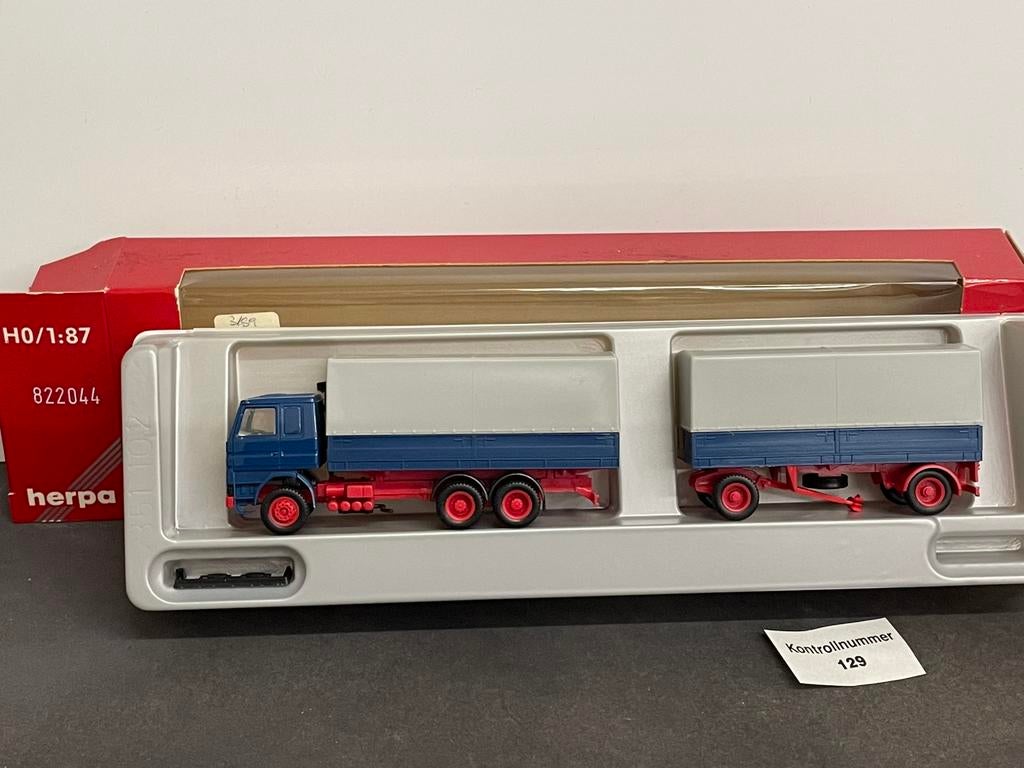 Herpa Scania 142 combinate 1/87, Ophalen of Verzenden, Zo goed als nieuw, Bus of Vrachtwagen, Herpa