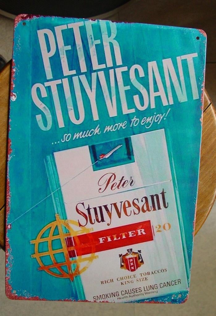PETER STUYVESANT SIGARETTEN REKLAME -METAAL-, Verzamelen, Ophalen of Verzenden
