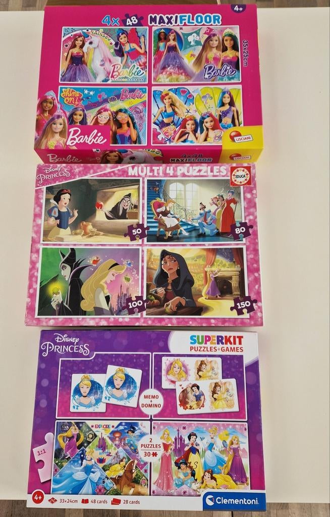 Pack de puzzles et de jeux Barbie et Disney Princess, Enlèvement ou Envoi, Utilisé, 4 à 6 ans