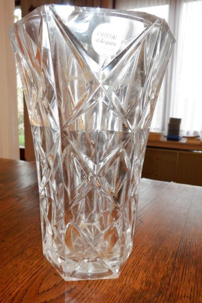 Cristal vaas uit Frankrijk, Huis en Inrichting, Woonaccessoires | Vazen, Ophalen, Zo goed als nieuw, Overige materialen, Minder dan 50 cm