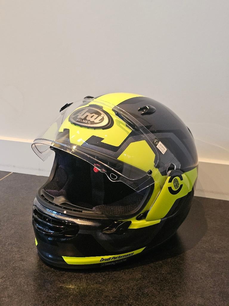 Arai Quantic Face Fluo Yellow Helmet, Motoren, Ophalen, XL, Dames, Arai