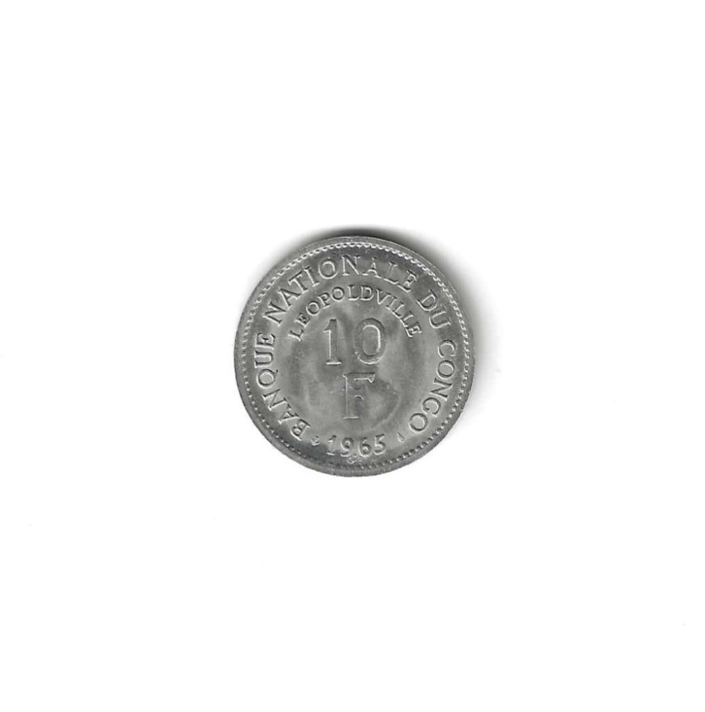 Congo, Democr. Republ., 10 Francs 1965., Ophalen of Verzenden, Overige landen, Losse munt