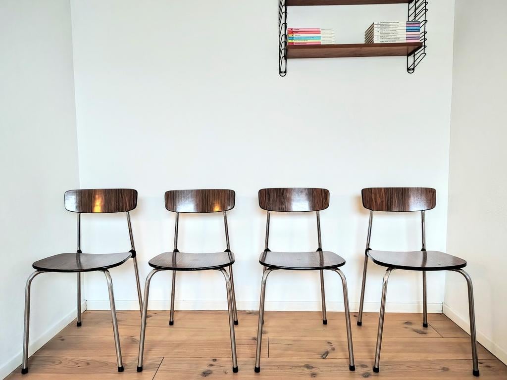 Vier retro keukenstoelen, Huis en Inrichting, Stoelen, Ophalen, Vier