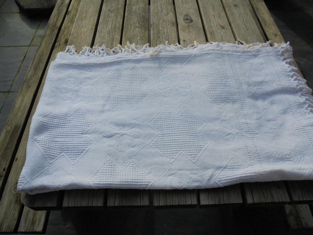 witte bedsprei, retro, Antiek en Kunst, Ophalen of Verzenden