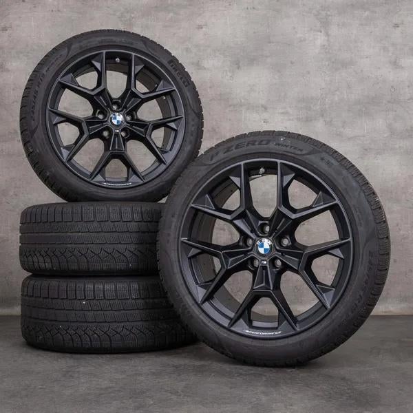 Originele BMW i5 winterwielen 19" velgen 942 M zwart mat, Pneus et Jantes, Véhicule de tourisme, Utilisé, Pneus hiver