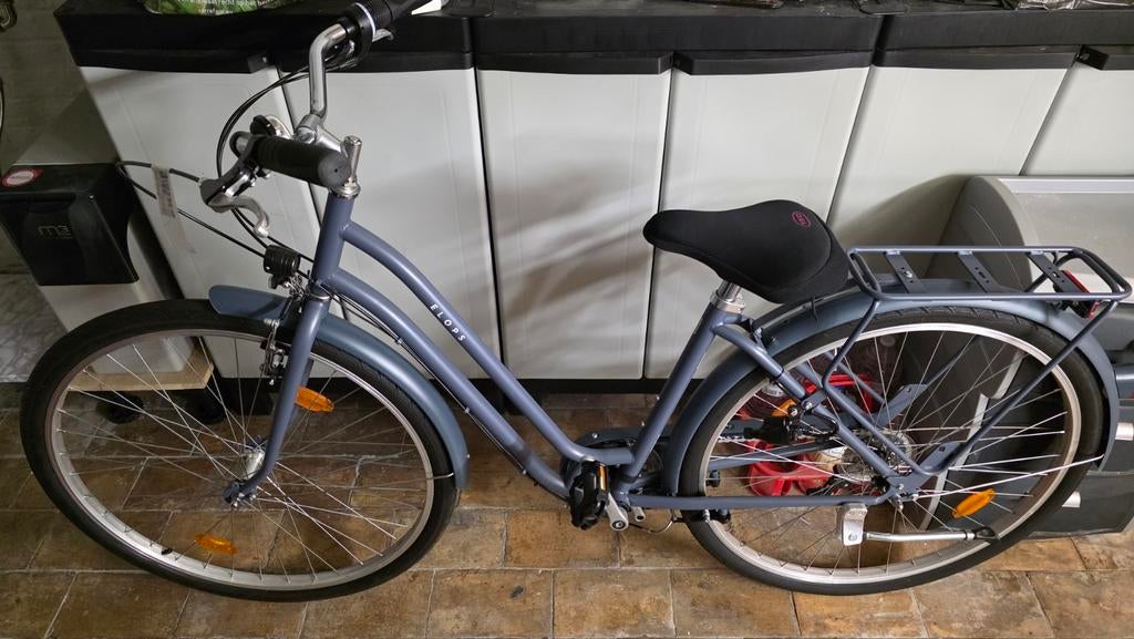 Elops 520 stadsfiets blauw laag frame + hoes voor Decathlon, Fietsen en Brommers, Ophalen, Versnellingen
