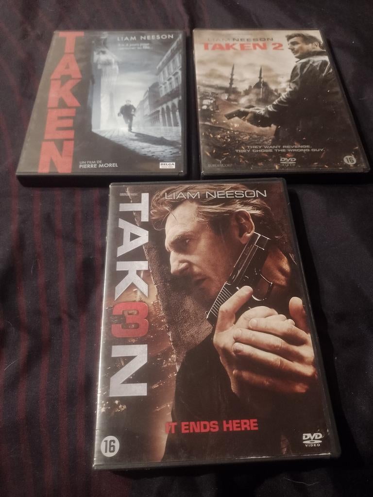 A vendre en DVD la trilogie de Taken Liam Neeson, À partir de 12 ans, Enlèvement ou Envoi, Comme neuf, Action
