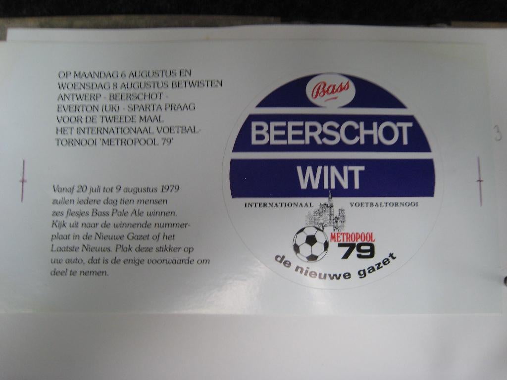 Sticker Beerschot Bass 1979 Voetbaltornooi, Verzamelen, Verzenden, Gebruikt, Sport