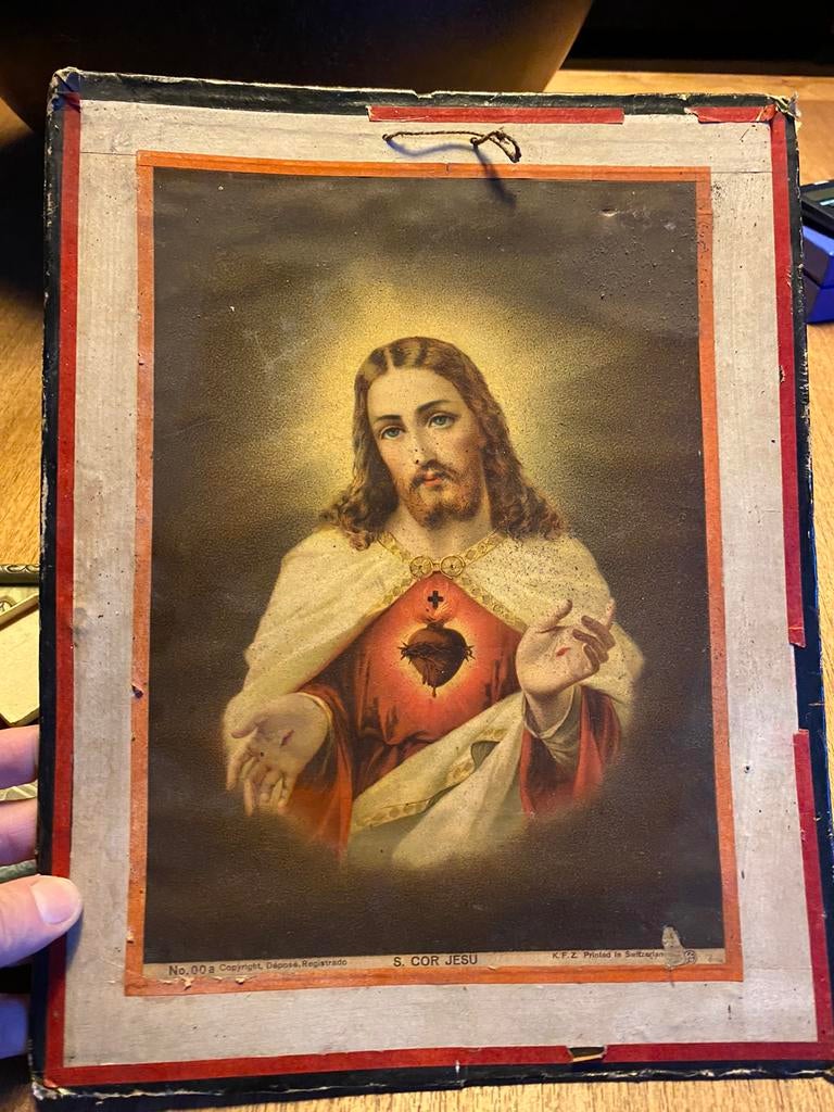 Religieuze prent, meer dan 100 jaar oud, Antiek en Kunst, Antiek | Religieuze voorwerpen, Ophalen of Verzenden