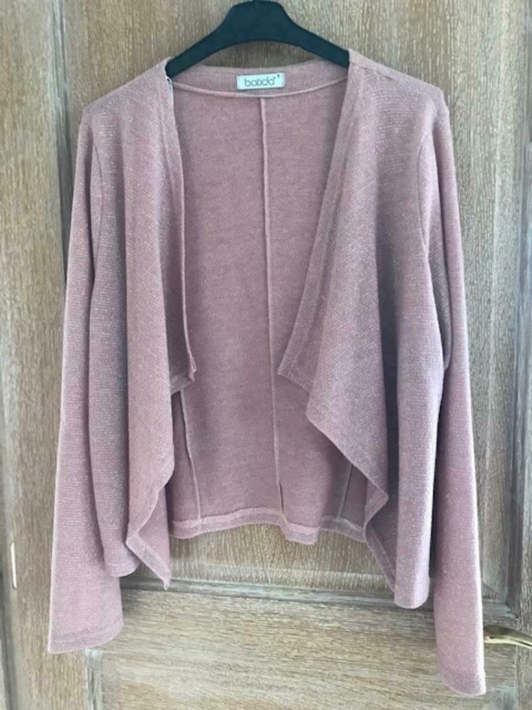 Nieuwe roze, zilvergespikkelde cardigan - maat XL (zn3635), Ophalen of Verzenden, Nieuw, Maat 56/58 (XL), Roze