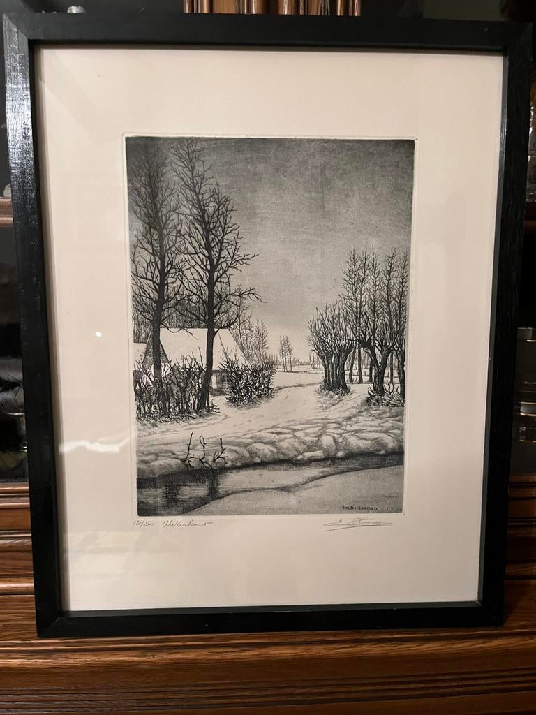 Ets Emiel De Cooman winterlandschap, Ophalen of Verzenden