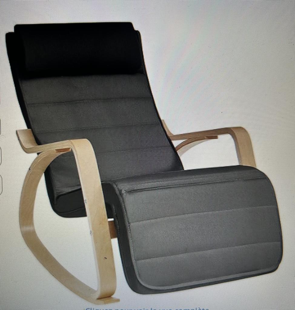 Fauteuil tissus noir et bois de bouleau, Moins de 75 cm, Comme neuf, Enlèvement, 50 à 75 cm