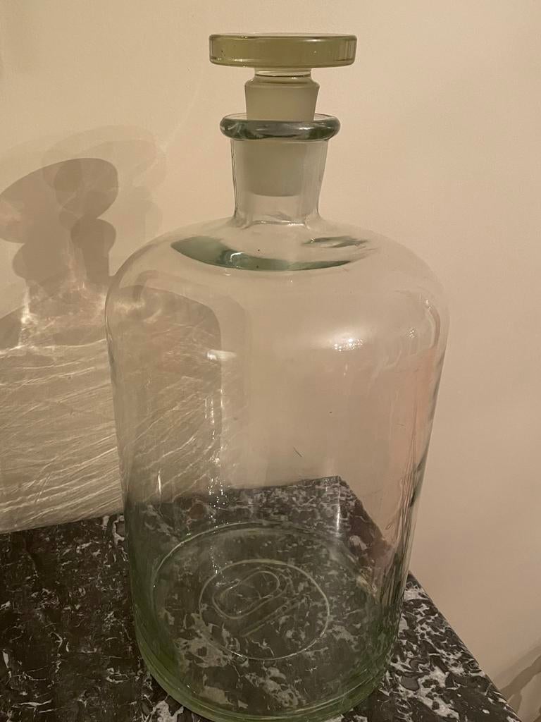 Oude, glazen, grote laboratorium fles/ dame jeanne van  10L, Ophalen of Verzenden, Gebruikt