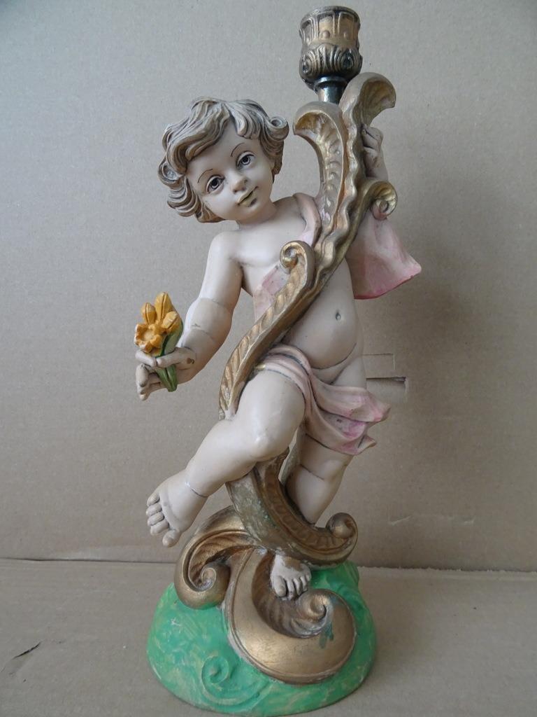 Lampe d'ange vintage statue d'ange Simonelli Fontanini 19cm, Enlèvement ou Envoi, Utilisé, Autres types, Christianisme | Catholique