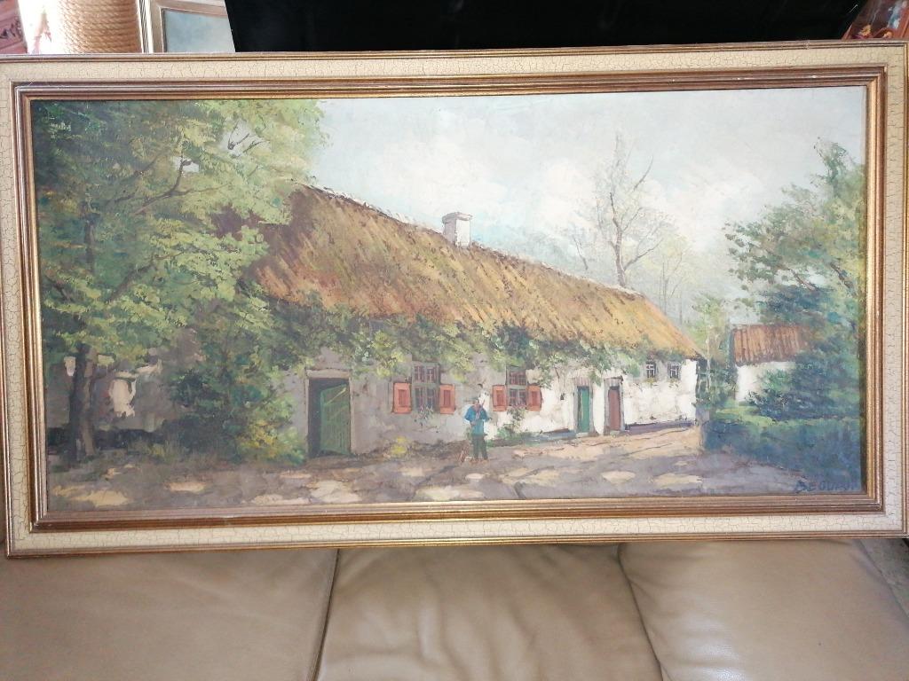 Schilderij hoeve - beaufort, Antiek en Kunst, Ophalen of Verzenden