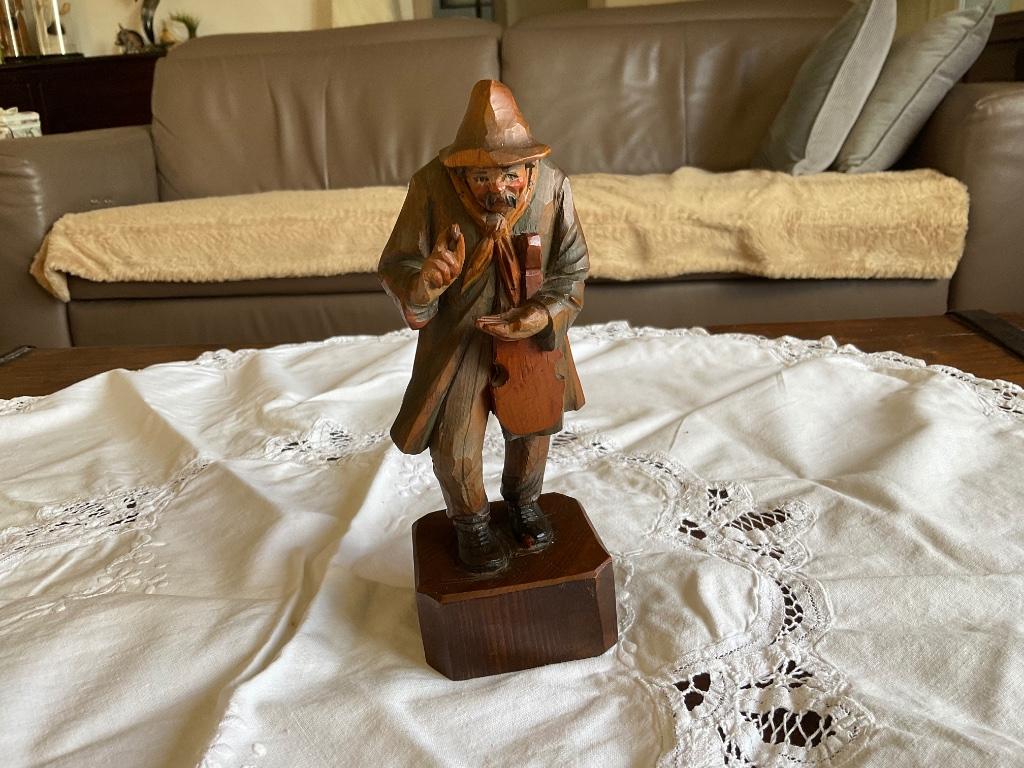 Oud houten beeld bedelaar / muzikant, Antiek en Kunst, Ophalen of Verzenden