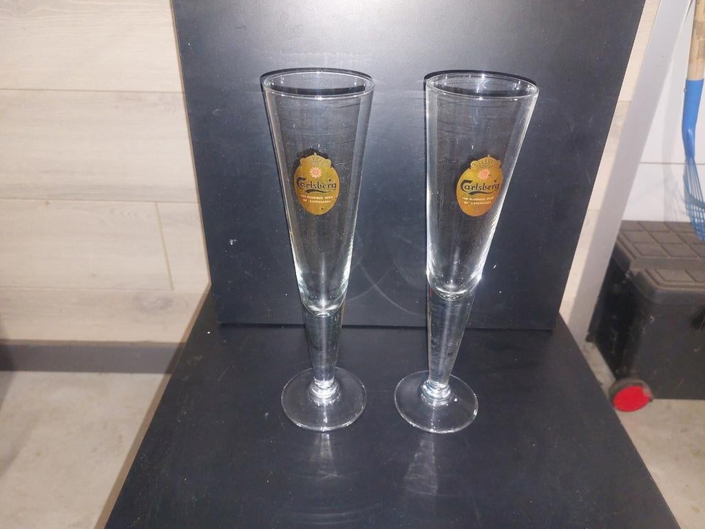 Carlsberg hoge bier fluitjes, Ophalen of Verzenden, Zo goed als nieuw, Bierglas