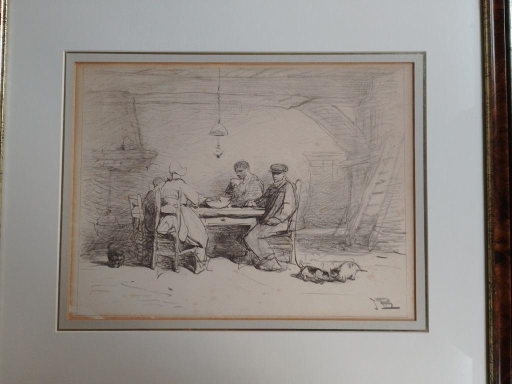 Johannes Bosboom  1817 - 1891  Litho   Boereninterieur, Envoi
