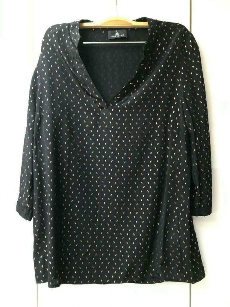 Zwart en bronzen blouse One Step - Maat 34, Kleding | Dames, One Step, Zwart, Ophalen of Verzenden, Zo goed als nieuw