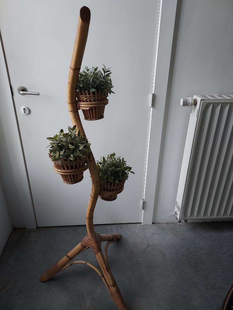 Vintage rotan plantenstandaard, Overige materialen, Gebruikt, Binnen, Overige vormen