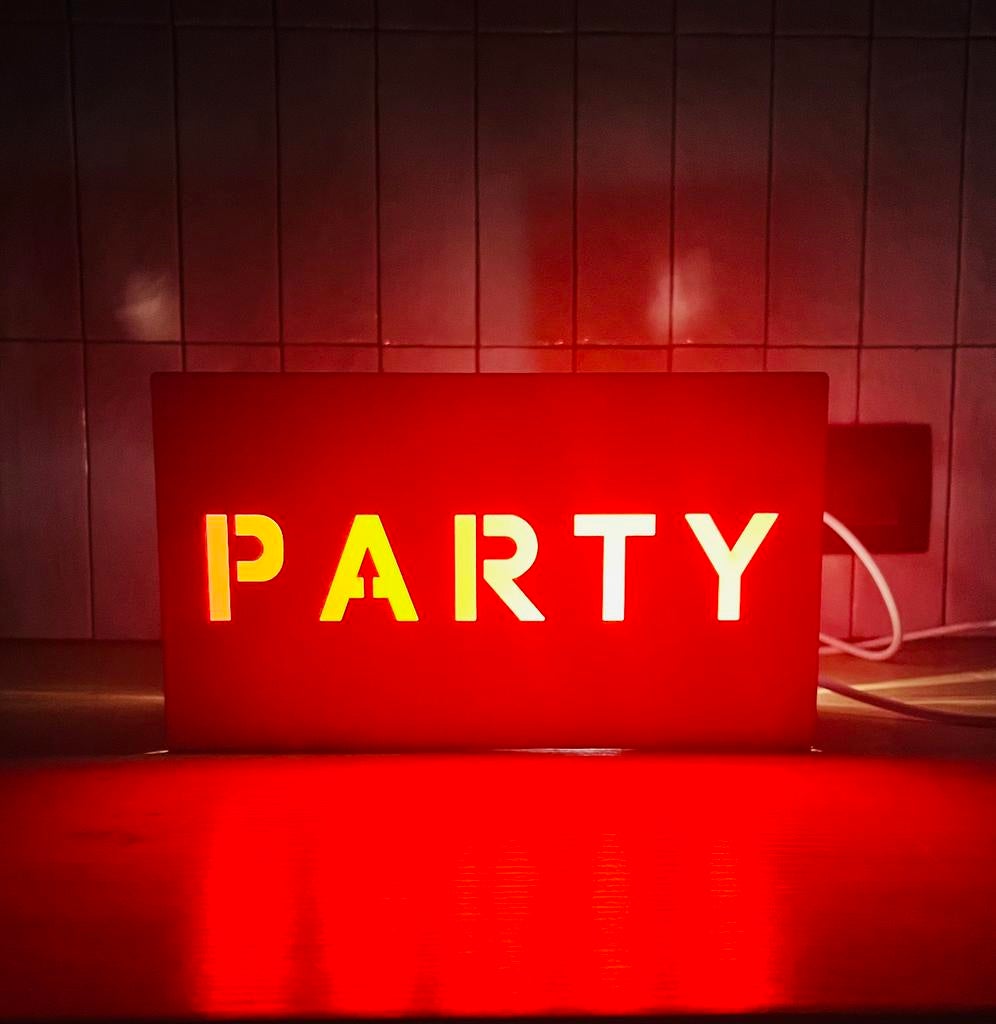 Party - Origineel Vintage Studio verlicht bord, Collections, Marques & Objets publicitaires, Comme neuf, Enlèvement ou Envoi