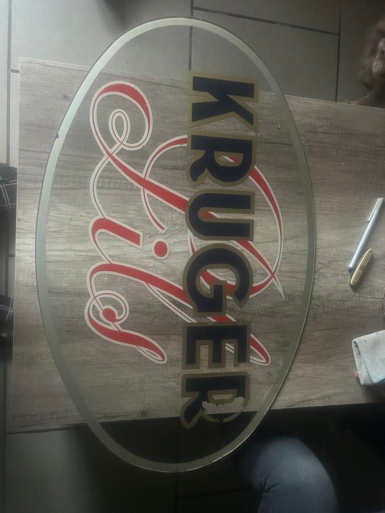 Oude glasplaat kruger pils, Enlèvement, Utilisé, Autres types, Autres marques