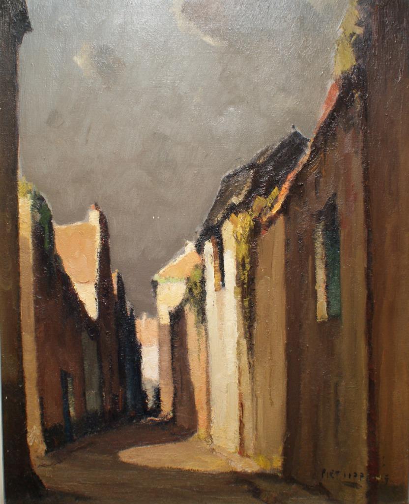 Piet Lippens (1890-1981): Gents stadszicht (O/D, 64 x 74 cm), Antiek en Kunst, Ophalen of Verzenden