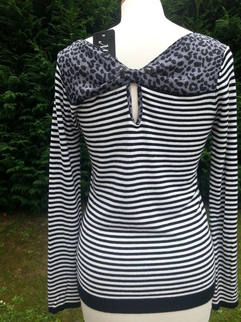 trui wit-zwart strepen rug+grote strik grijs NIEUW, Kleding | Dames, Truien en Vesten, Zo goed als nieuw, Maat 36 (S), Overige kleuren