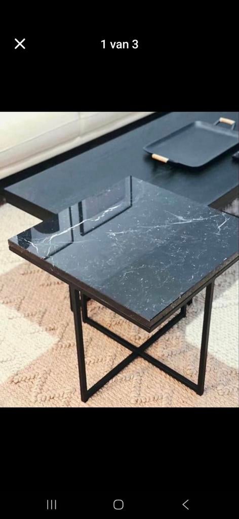 Table basse design + table d’appoint en marbre, Enlèvement, Comme neuf
