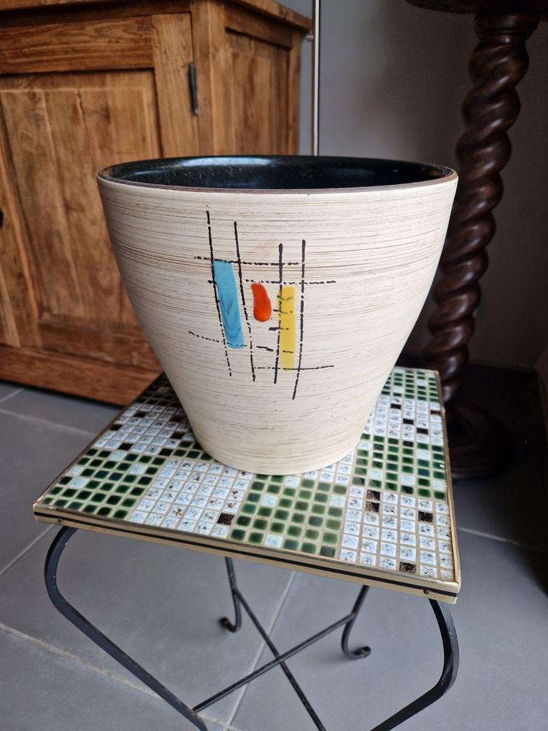 Grote vintage keramische bloempot, Ophalen of Verzenden