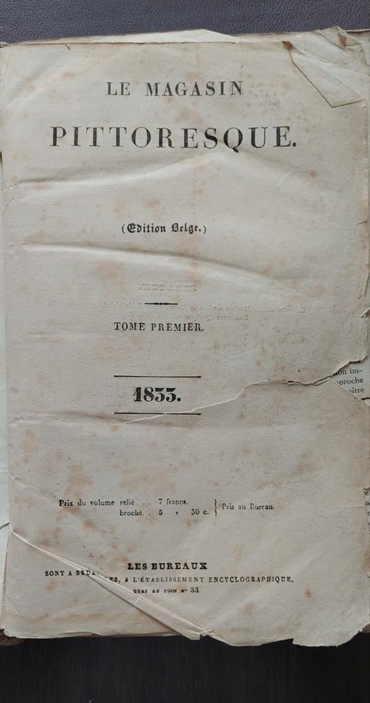 Magasin Pittoresque 1833. Uitgereikt als prijs in Gent, Ophalen of Verzenden