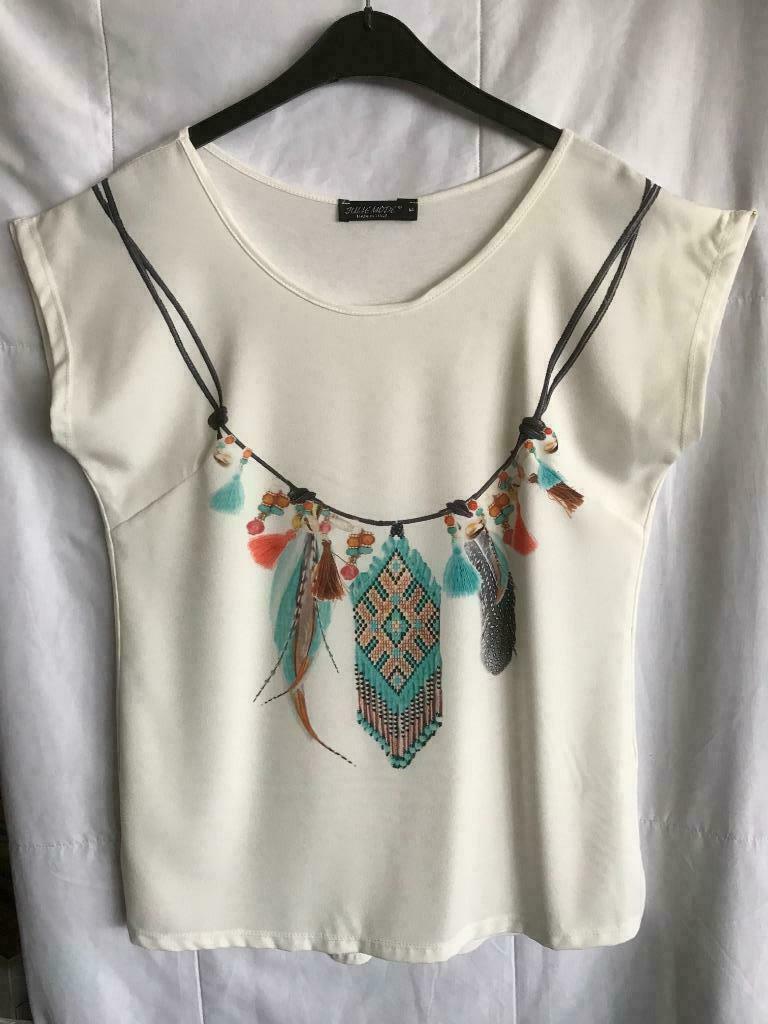 T-shirt Julie Mode Mt M, Kleding | Dames, Maat 38/40 (M), Julie Mode, Beige, Ophalen of Verzenden