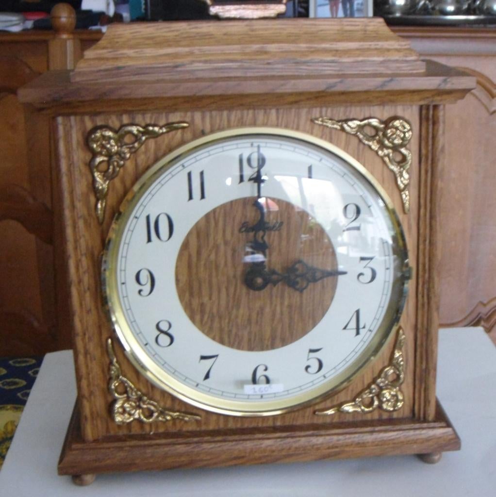 Horloge de table EUROBELL à quartz, en bois ton fonçé, NEUVE, Enlèvement, Neuf, Horloge sur pied