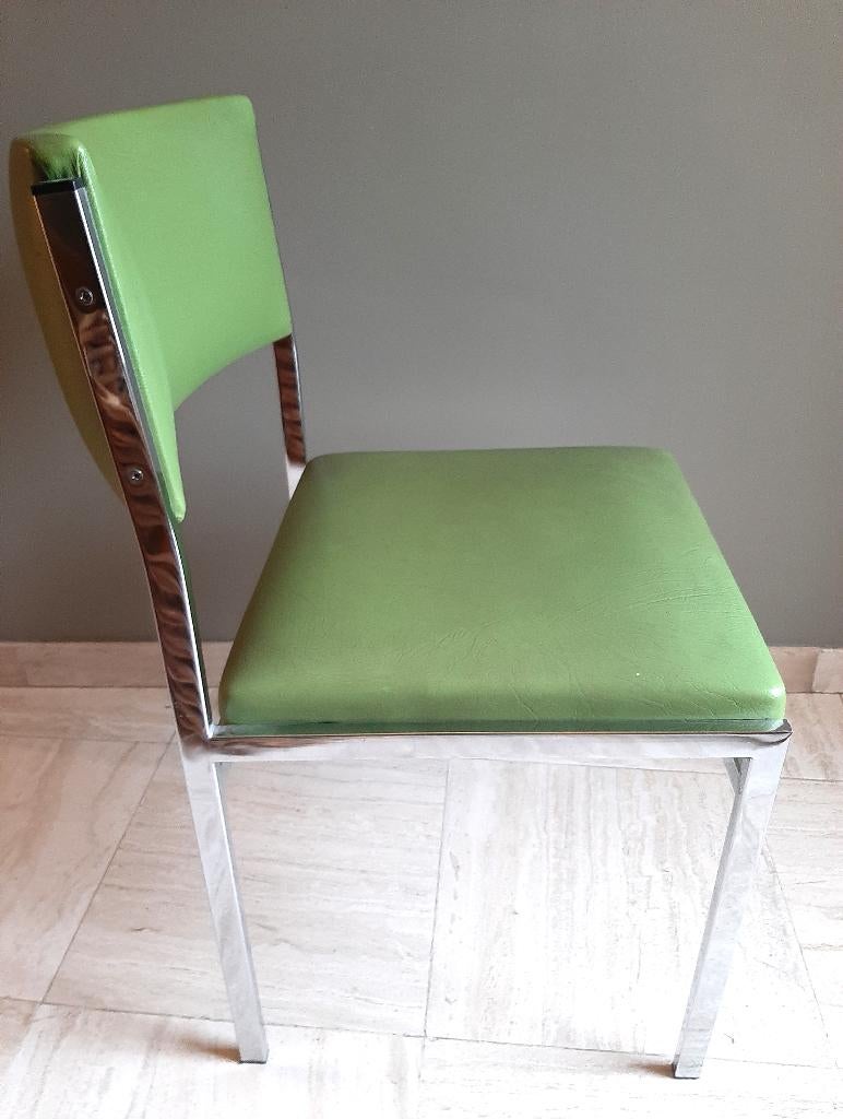 Vintage stoel in groene skai-chroom- jaren 70, Ophalen