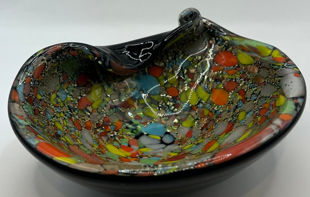 Murano schaal glas vide poché tutti frutti millefiori, Ophalen of Verzenden