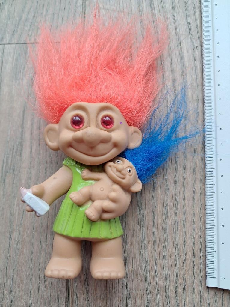 Retro popje Troll met babytroll, Ophalen of Verzenden