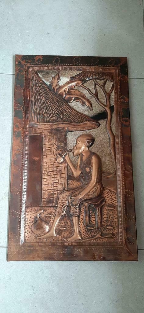 Assiette Antique en Cuivre Africain,, Enlèvement ou Envoi