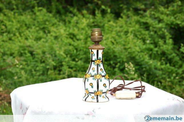 petit pied de lampe en faience art déco soquet baïonnette, Antiek en Kunst, Antiek | Verlichting