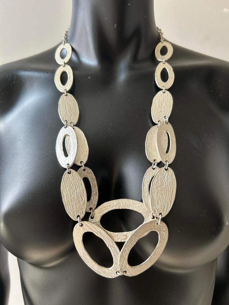 Dolce Vita vintage zilveren metalen halsketting 80', Ophalen of Verzenden, Zilver, Zilver