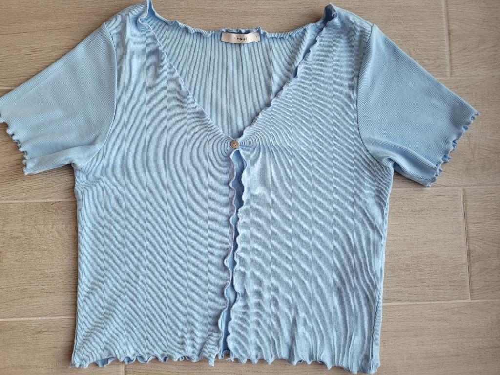 Lichtblauw bloesje / gilet - Pigalle (Only) -maat L(ong.176), Meisje, Overhemd of Blouse, Ophalen of Verzenden, Zo goed als nieuw